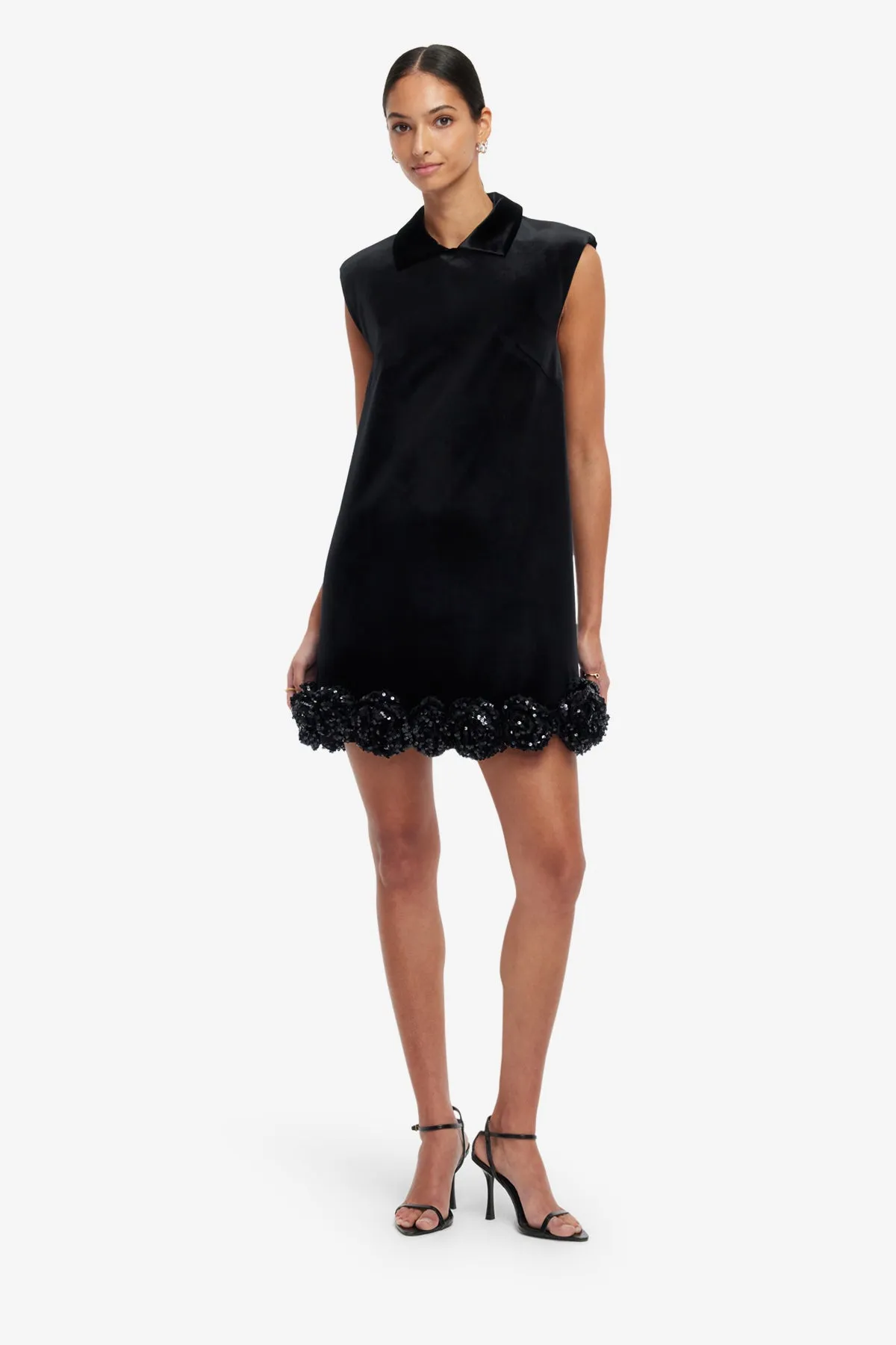 Lingyu Velvet Embellished Mini Dress - Ebony sold by LEO LIN product image thumbnail 3