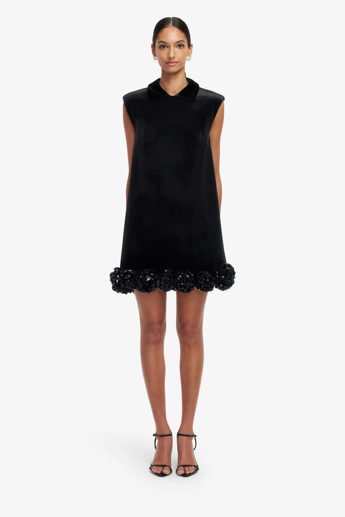Lingyu Velvet Embellished Mini Dress - Ebony sold by LEO LIN product image thumbnail 2