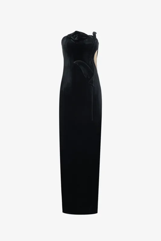 Marilyn Velvet Gown - Ebony sold by LEO LIN