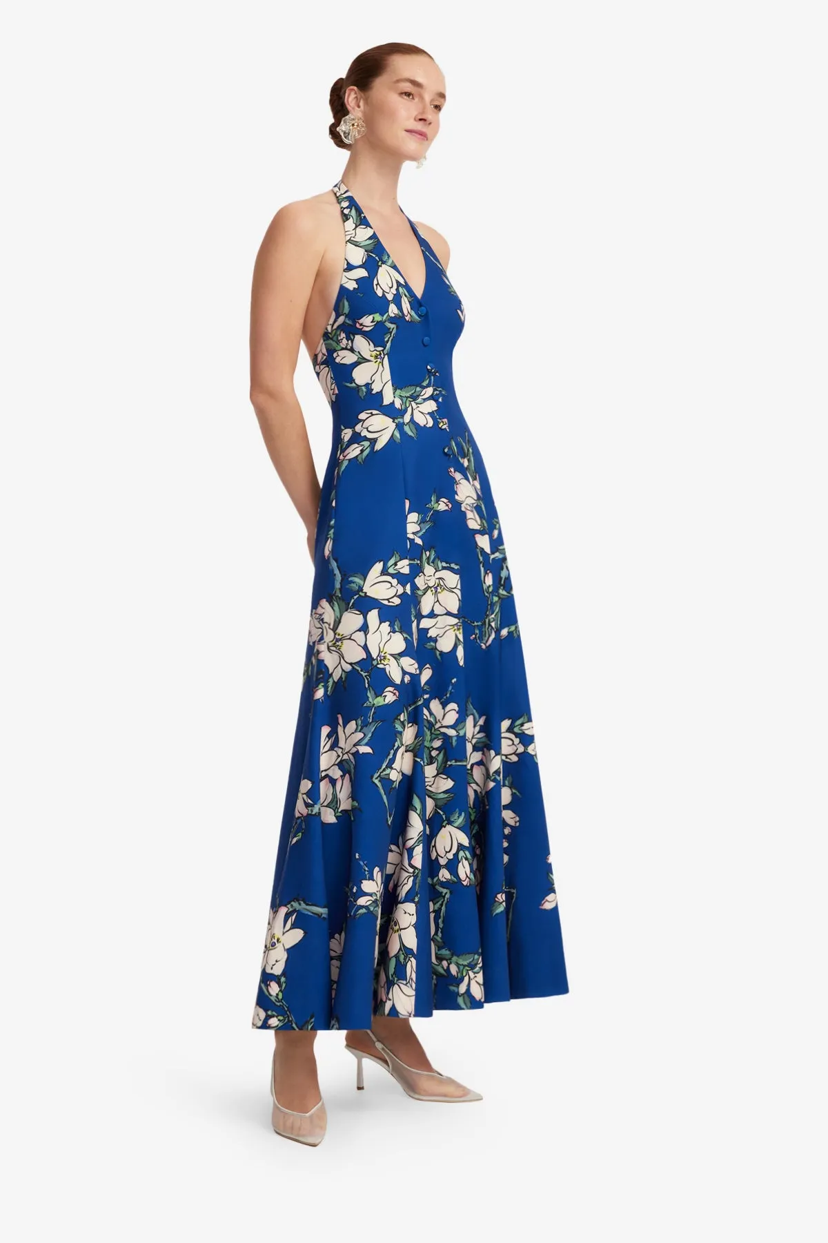 Juliette Halterneck Maxi Dress - Midnight Magnolia Print sold by LEO LIN product image thumbnail 4