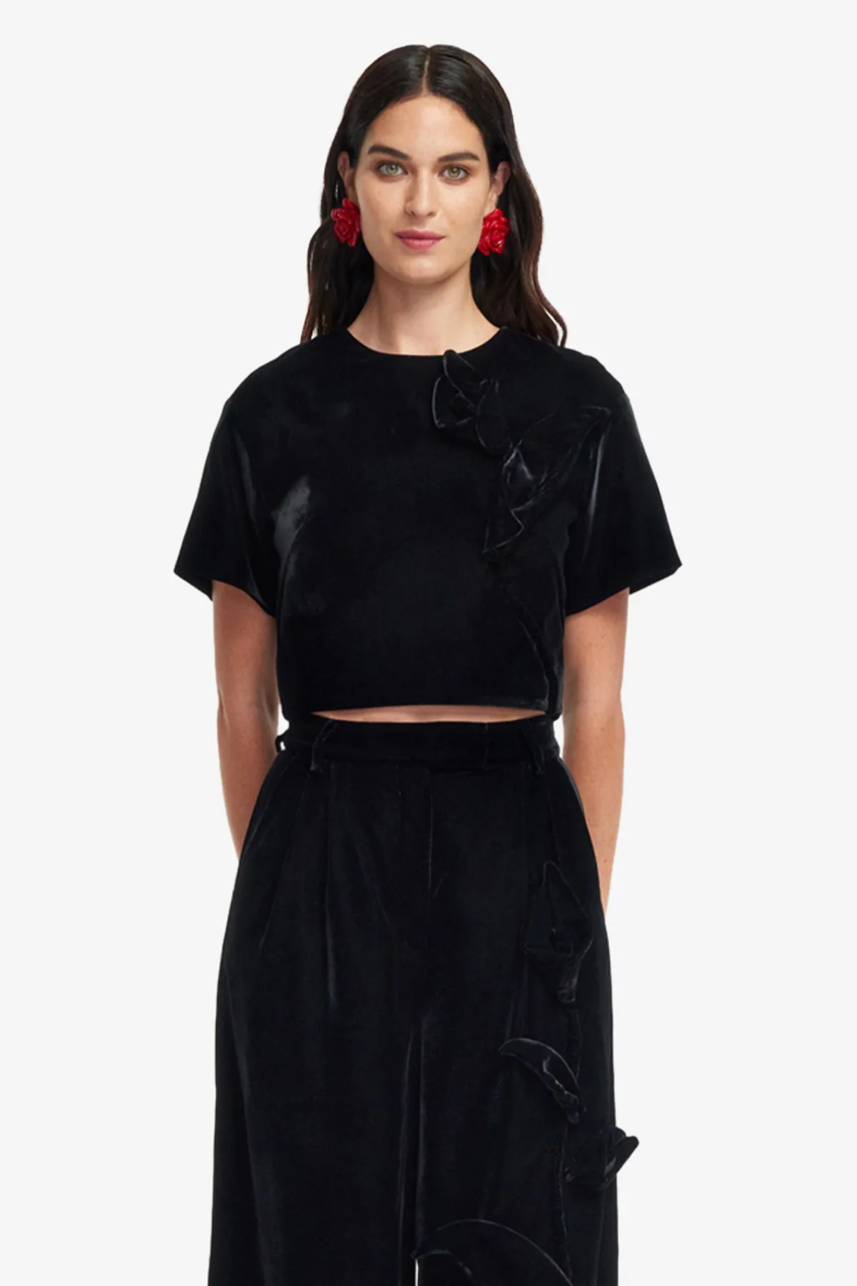 Indie Velvet Sleeve Top - Ebony sold by LEO LIN product image thumbnail 2