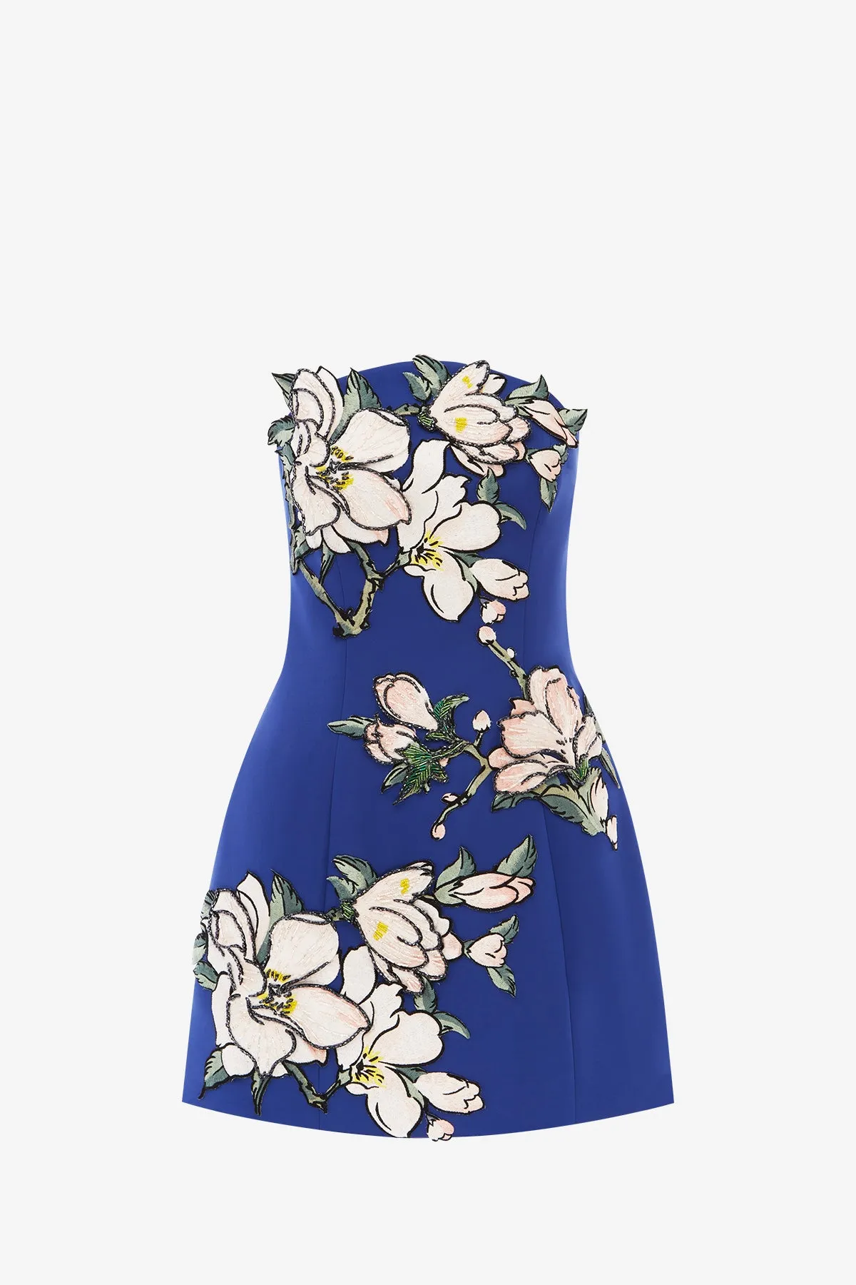 Zaria Appliqué Floral Bustier Mini Dress - Midnight Blue sold by LEO LIN