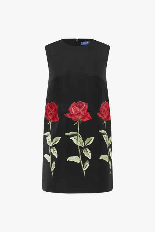 Yvonne Embroidered Mini Dress - Ebony sold by LEO LIN