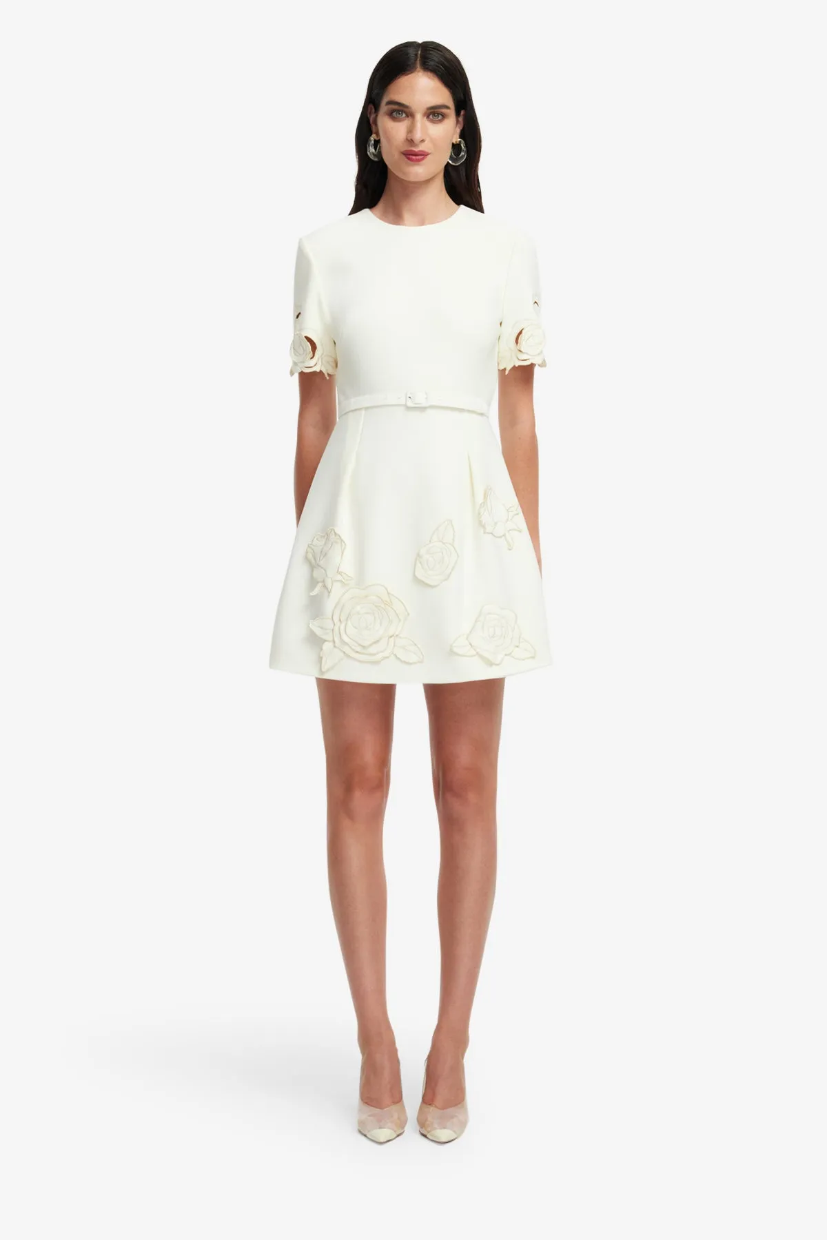 Aurelie Appliqué Short Sleeve Mini Dress - Vanilla sold by LEO LIN product image thumbnail 2
