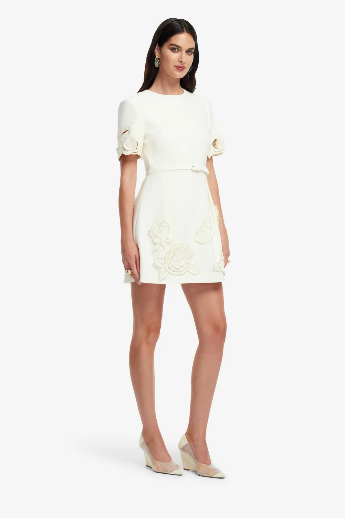 Aurelie Appliqué Short Sleeve Mini Dress - Vanilla sold by LEO LIN product image thumbnail 4