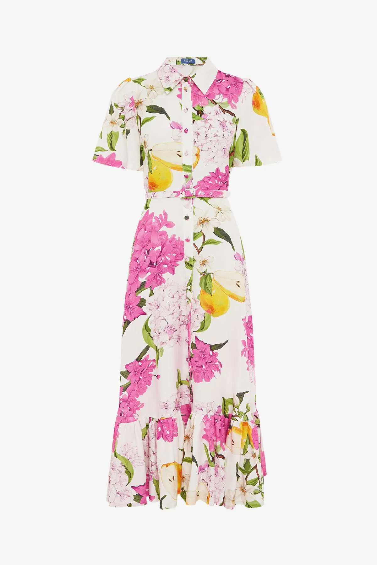 Becca Short Sleeve Midi Dress - Floral Pear Print sold by LEO LIN