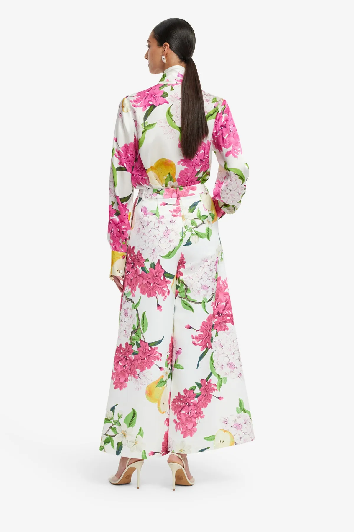 Freya Tie Neck Silk Blouse - Floral Pear Print sold by LEO LIN product image thumbnail 5