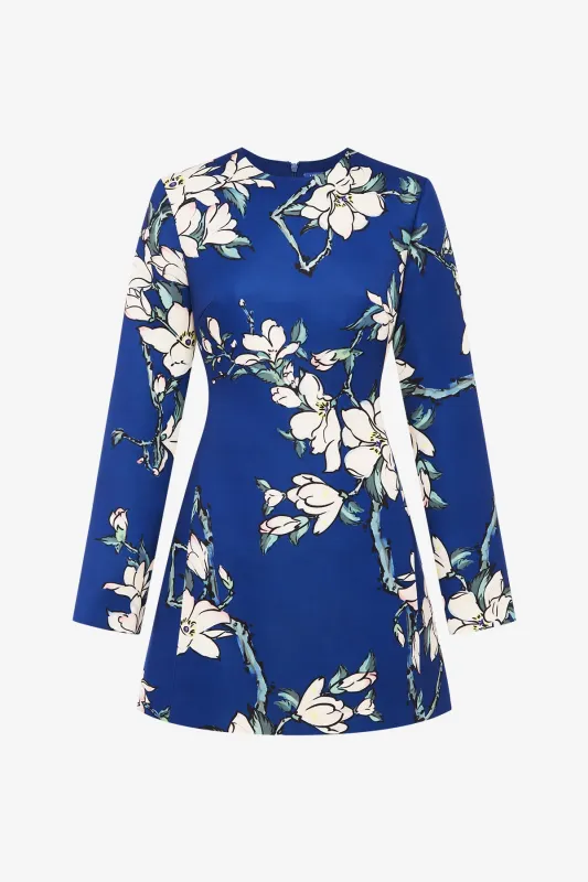 Aliza Long Sleeve Petal Mini Dress - Midnight Magnolia Print sold by LEO LIN