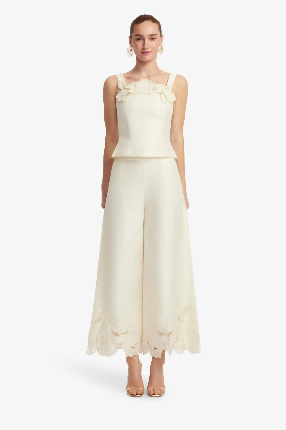 Theodora Linen Appliqué Pants - Vanilla sold by LEO LIN product image thumbnail 2