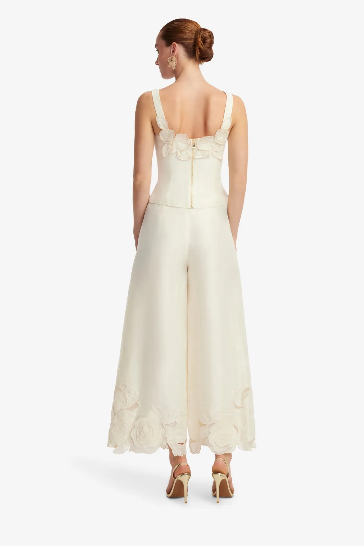 Theodora Linen Appliqué Pants - Vanilla sold by LEO LIN product image thumbnail 5