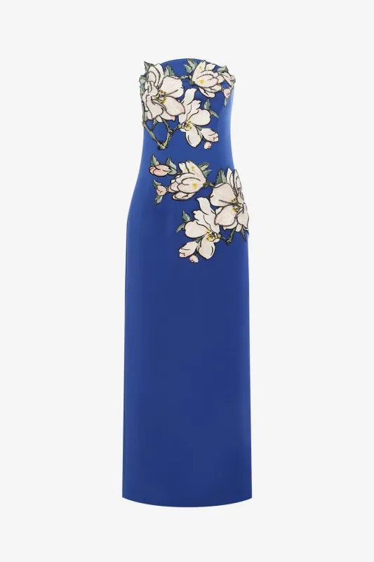 Ava Appliqué Floral Bustier Maxi Dress - Midnight sold by LEO LIN