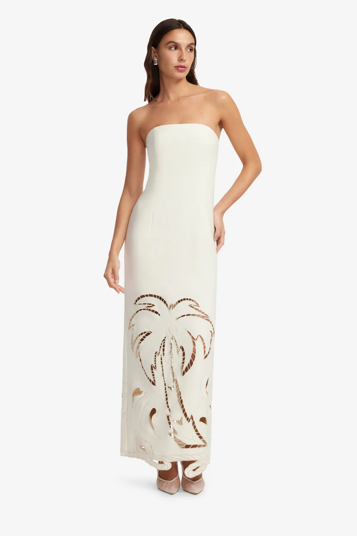 Rayna Palm Bustier Maxi Dress - Vanilla sold by LEO LIN product image thumbnail 3