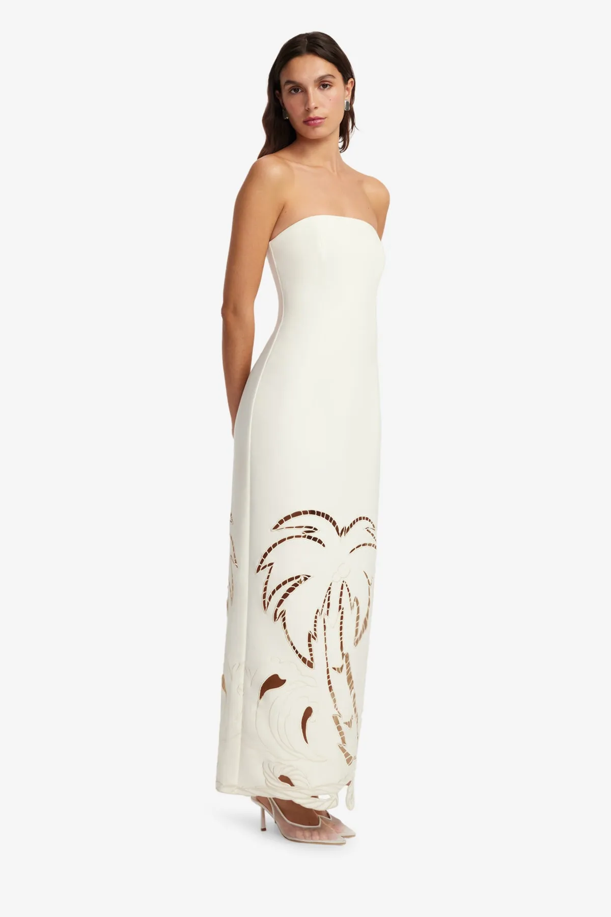 Rayna Palm Bustier Maxi Dress - Vanilla sold by LEO LIN product image thumbnail 4
