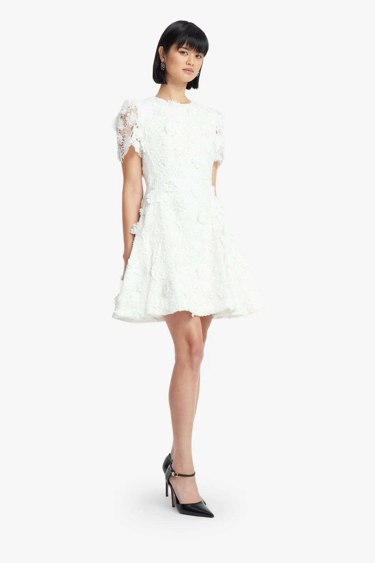 Elyse Lace Short Sleeve Mini Dress - Snow sold by LEO LIN product image thumbnail 4