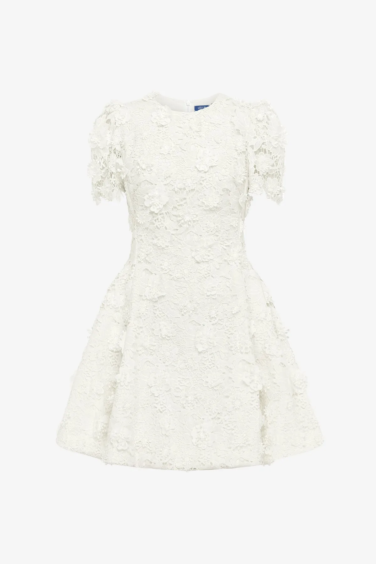 Elyse Lace Short Sleeve Mini Dress - Snow sold by LEO LIN