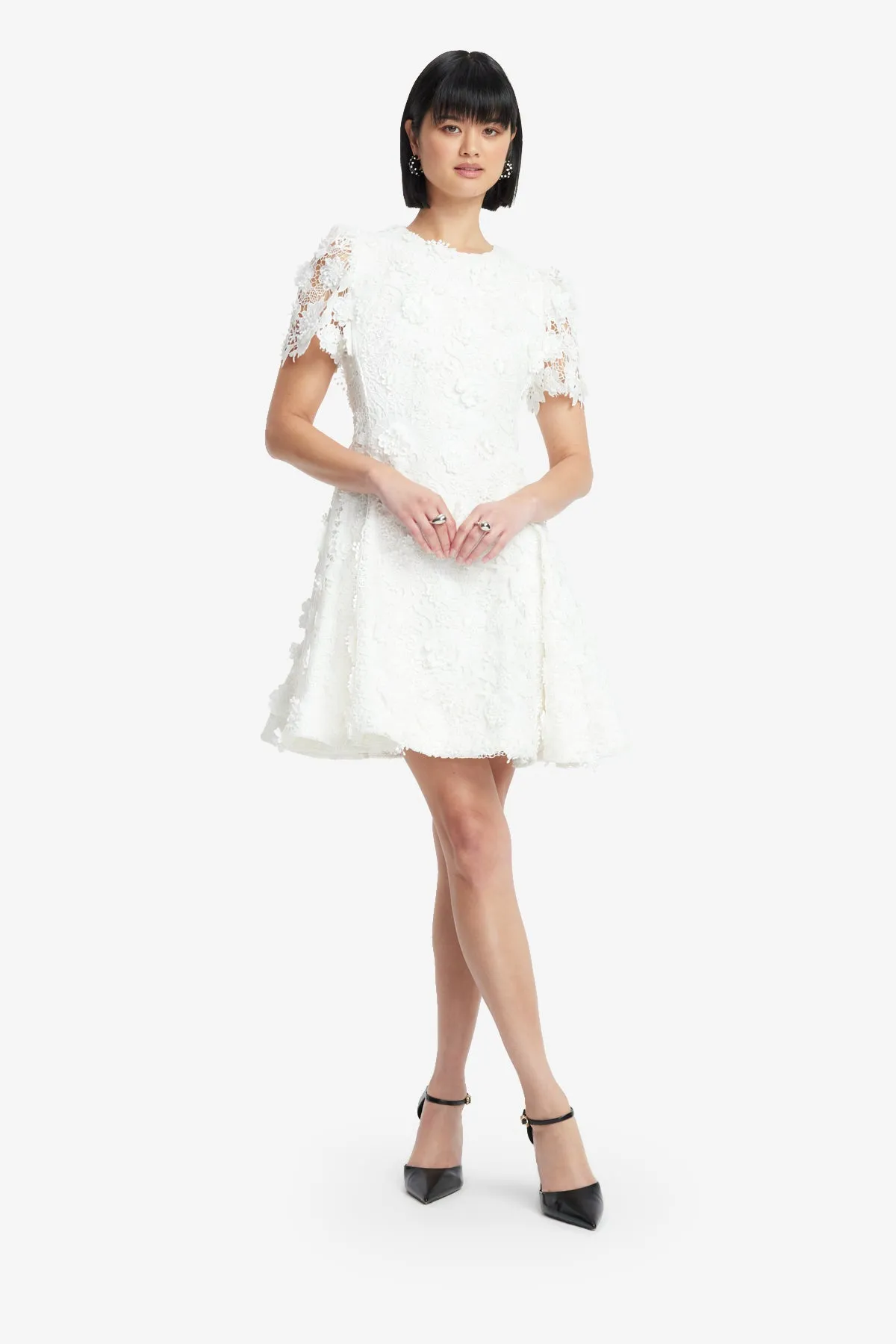 Elyse Lace Short Sleeve Mini Dress - Snow sold by LEO LIN product image thumbnail 3
