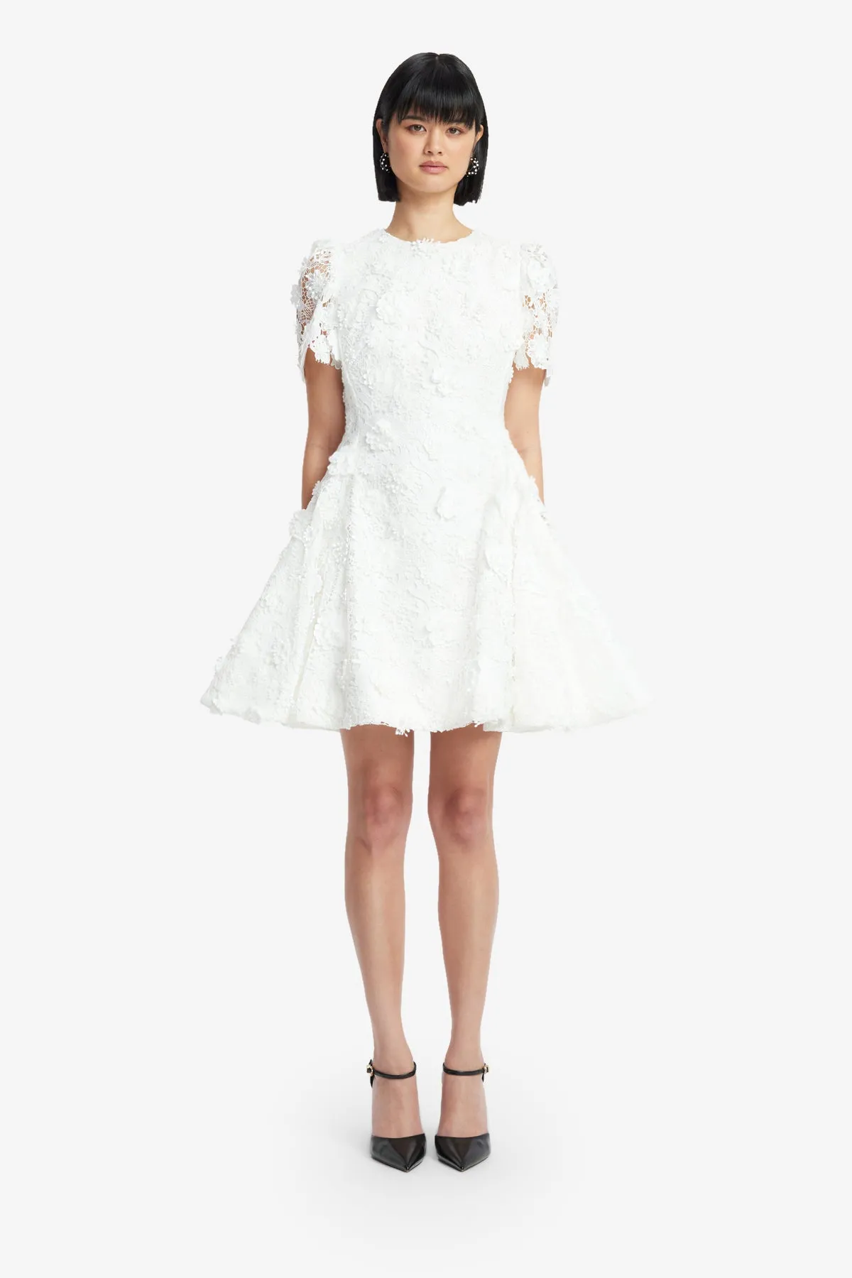 Elyse Lace Short Sleeve Mini Dress - Snow sold by LEO LIN product image thumbnail 2