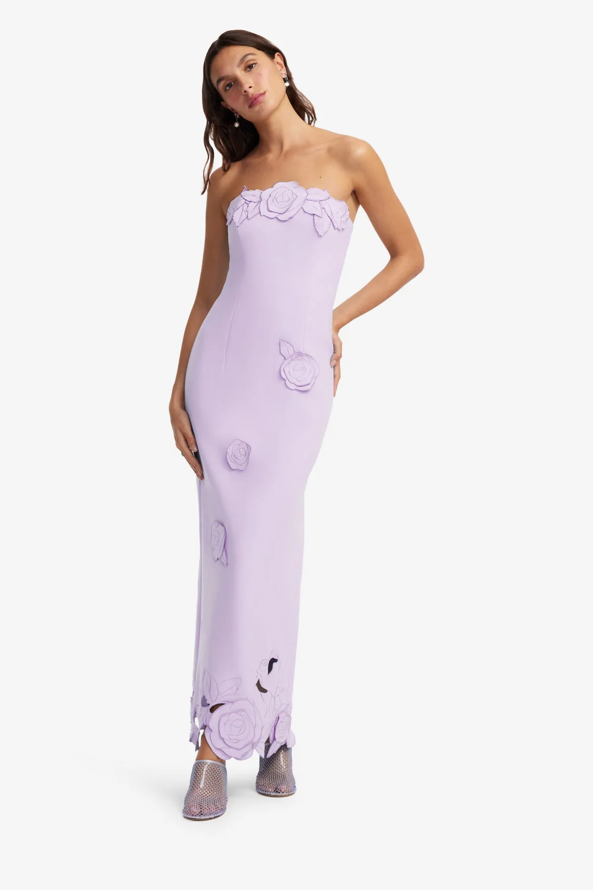 Rayna Appliqué Bustier Maxi Dress - Lilac sold by LEO LIN product image thumbnail 5
