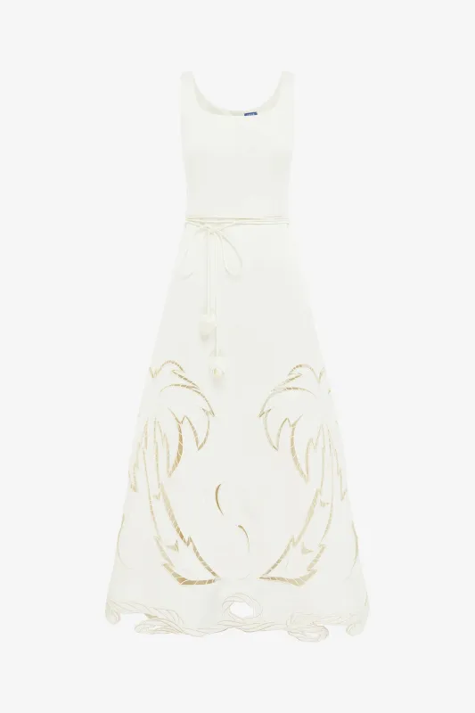 Serafina Palm Maxi Dress - Vanilla made by LEO LIN