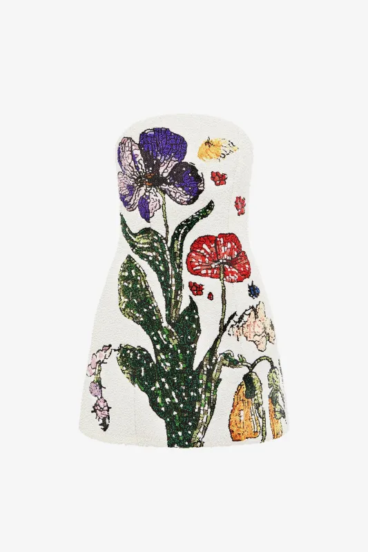 Rosario Beaded Bustier Mini Dress - Wildflowers made by LEO LIN
