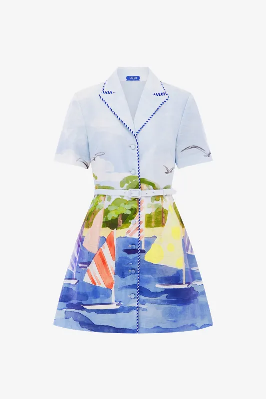 Brigitte Mini Dress - Nautical Print sold by LEO LIN