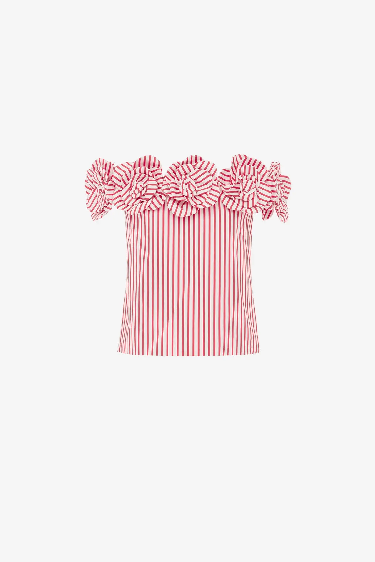 McKayla Off-Shoulder Top - Stripes in Scarlet sold by LEO LIN