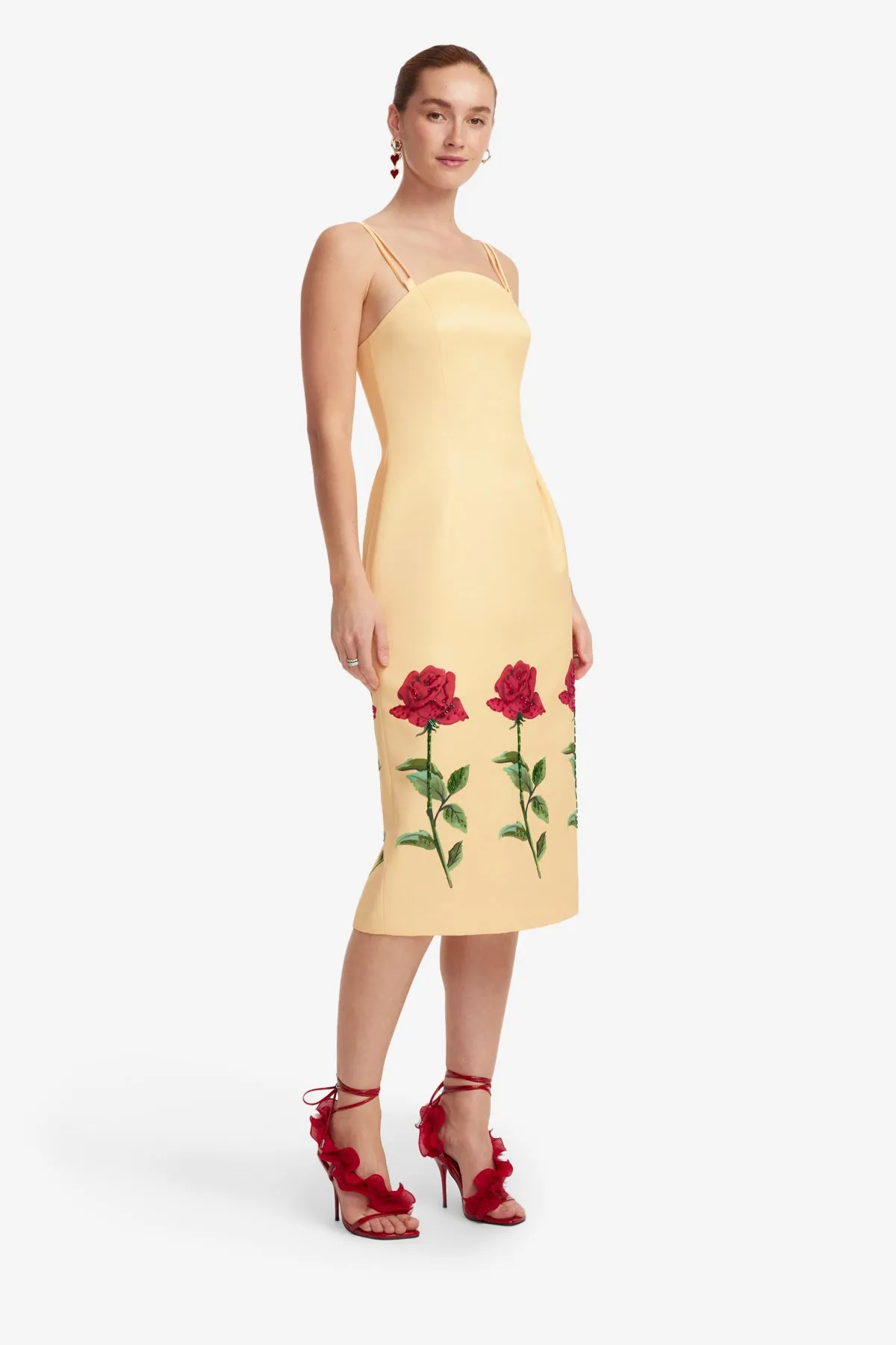 Polina Embellished Rose Midi Dress - Butter sold by LEO LIN product image thumbnail 3