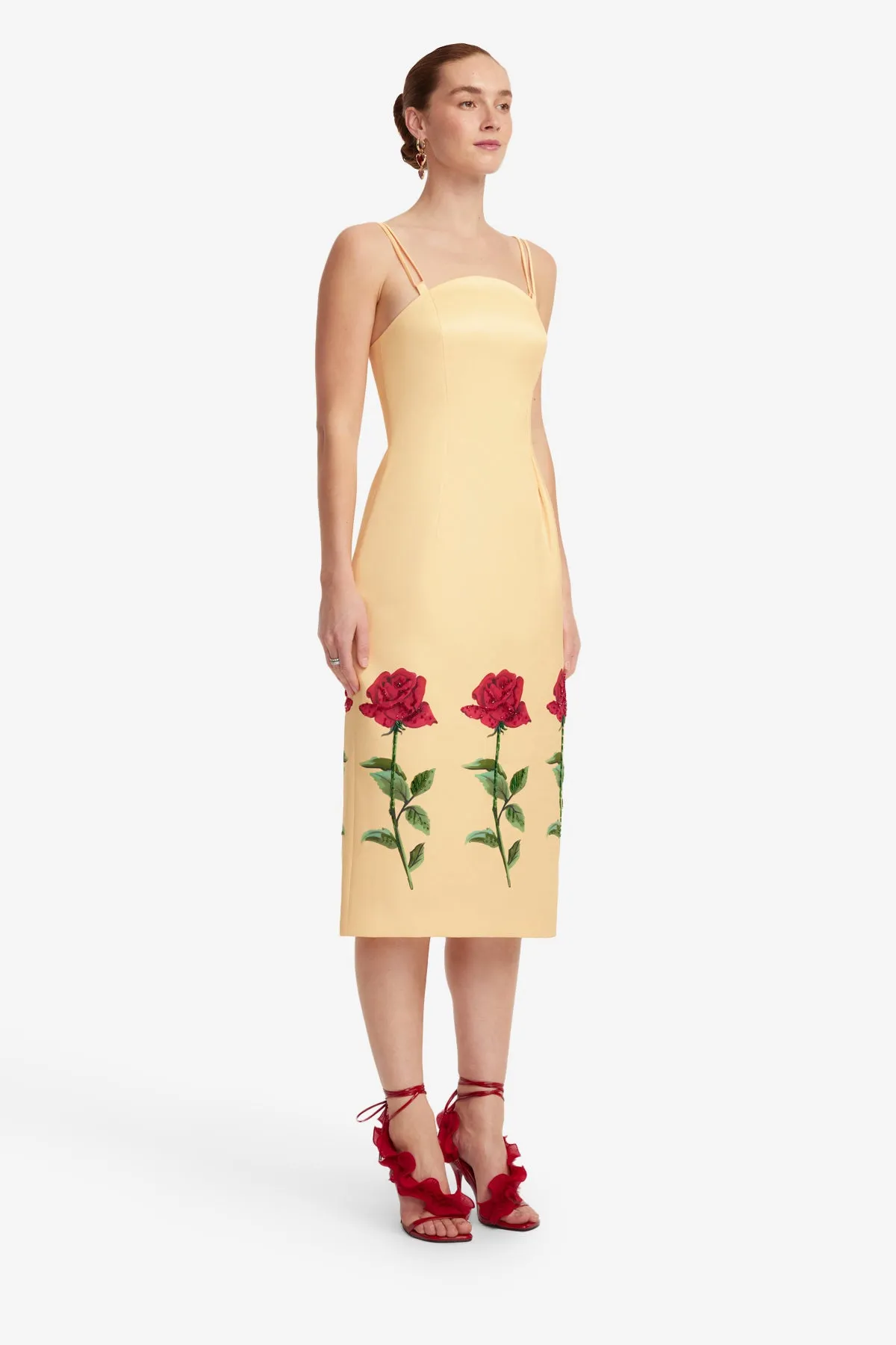 Polina Embellished Rose Midi Dress - Butter sold by LEO LIN product image thumbnail 4
