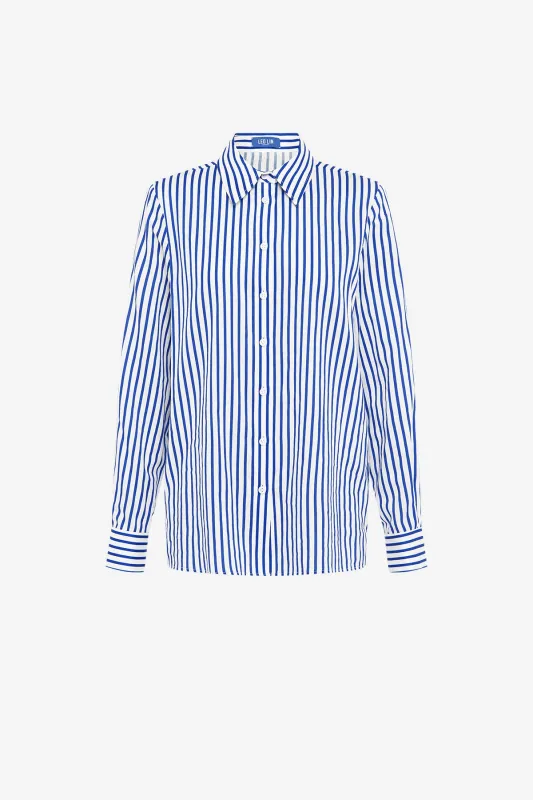 Rosaline Striped Shirt - Navy sold by LEO LIN