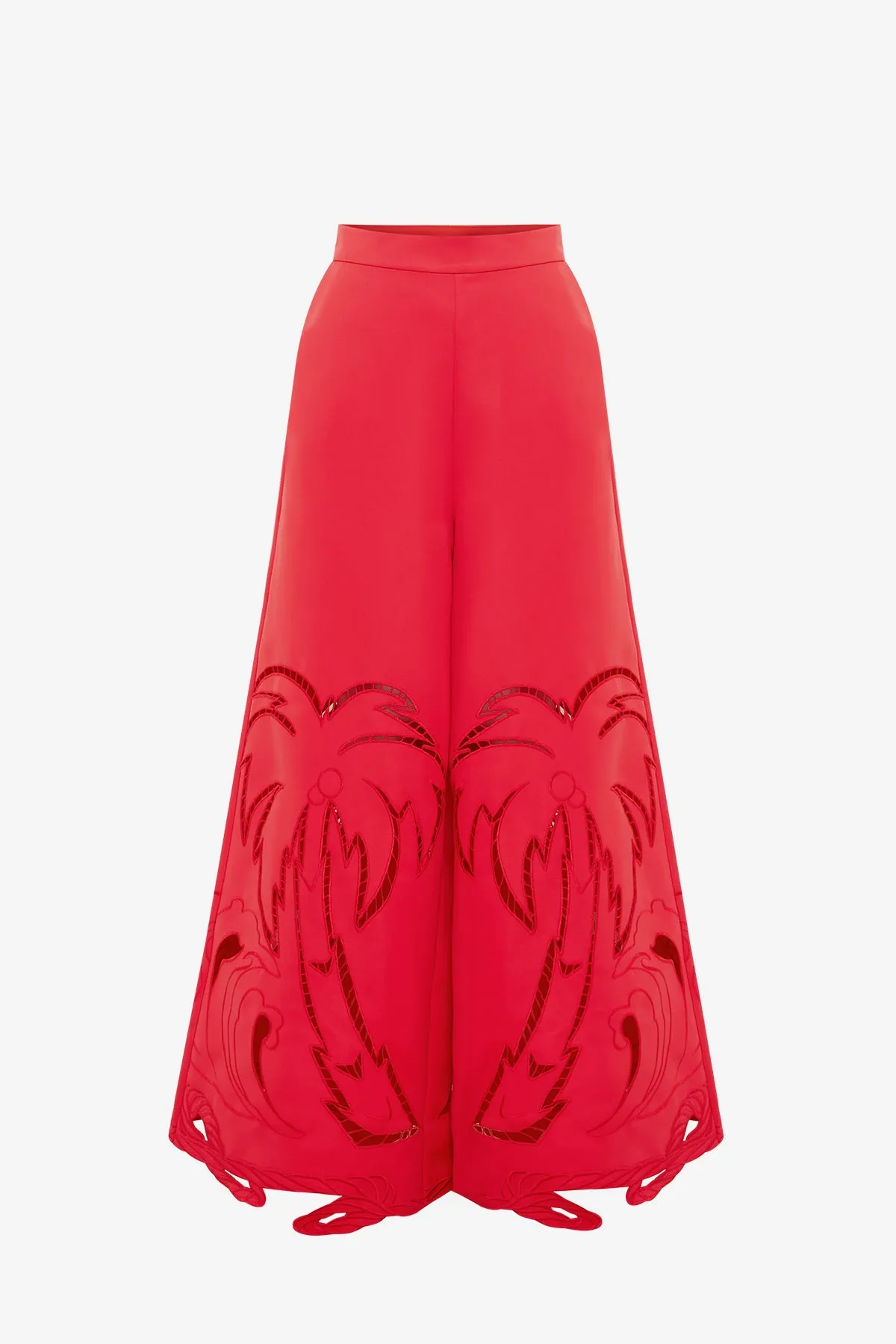 Theodora Palm Pants - Scarlet sold by LEO LIN