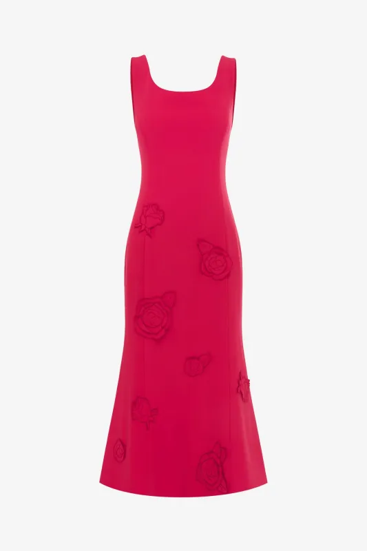 Emily Appliqué Midi Dress - Scarlet sold by LEO LIN