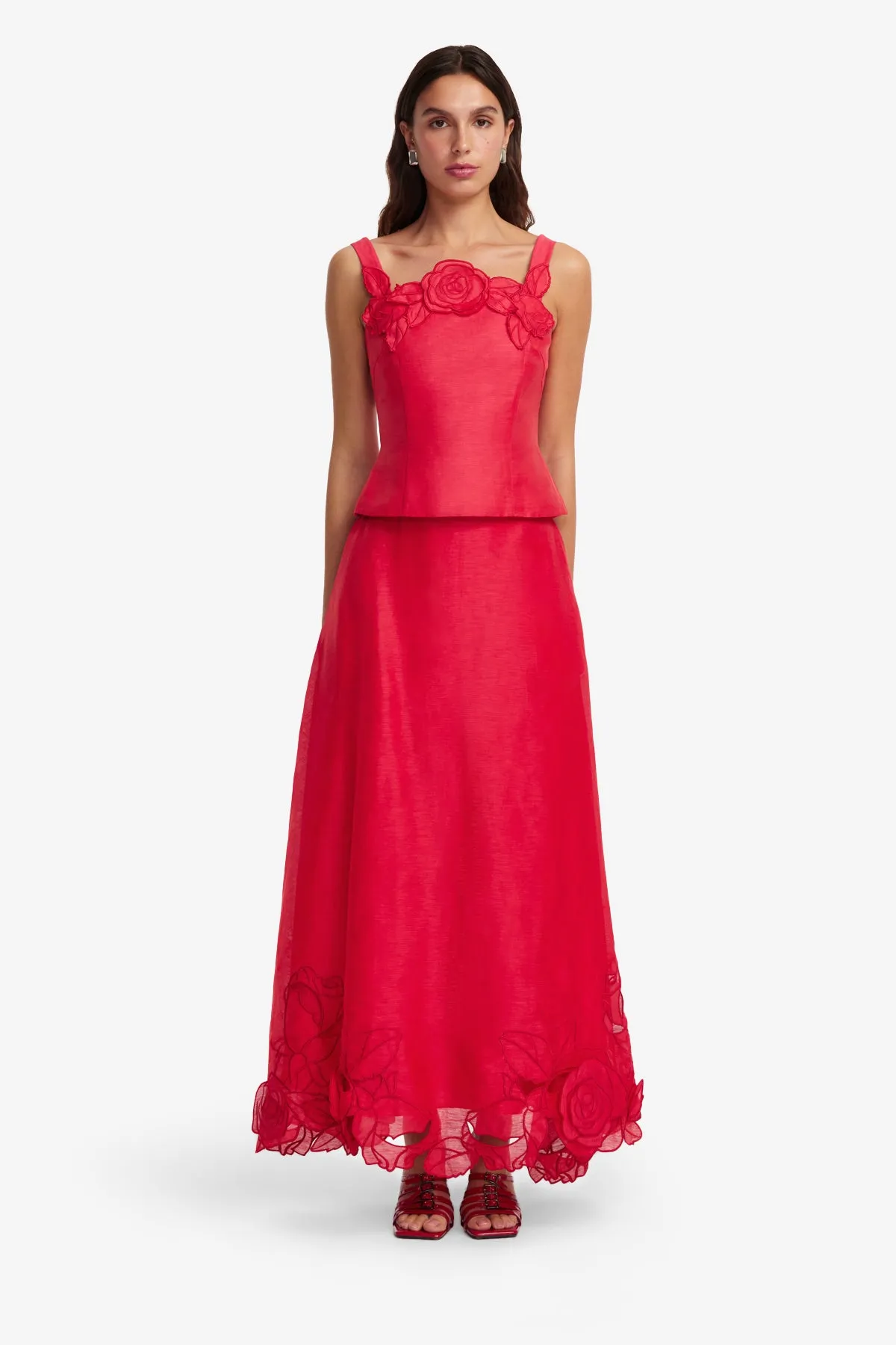 Melissa Linen Appliqué Maxi Skirt - Scarlet sold by LEO LIN product image thumbnail 2