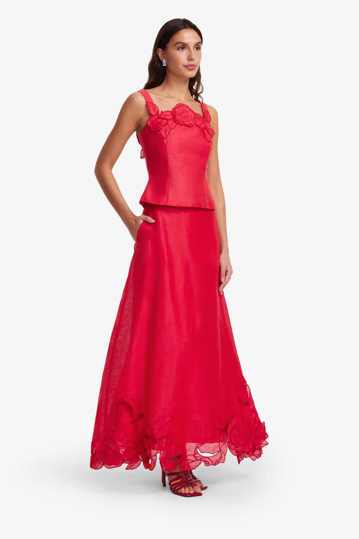Melissa Linen Appliqué Maxi Skirt - Scarlet sold by LEO LIN product image thumbnail 4