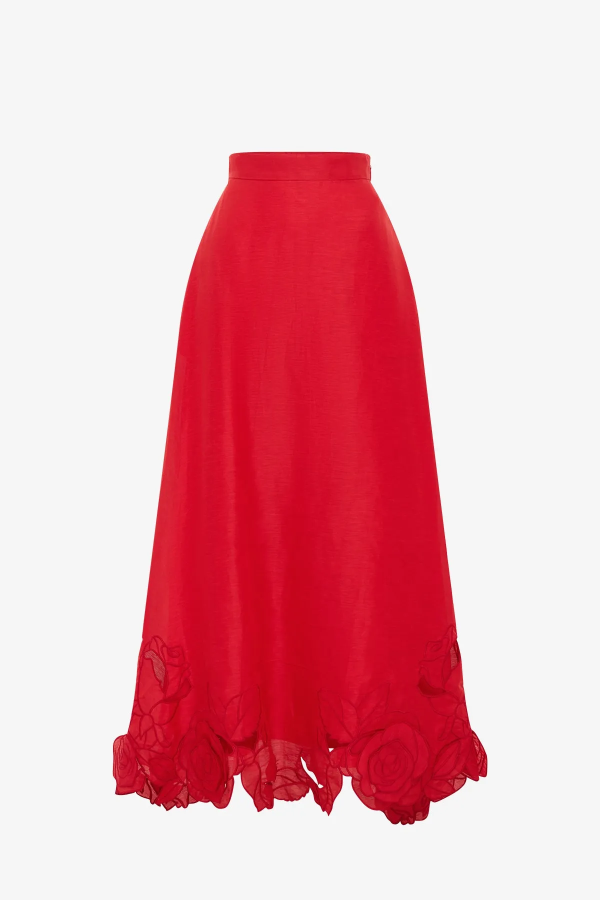 Melissa Linen Appliqué Maxi Skirt - Scarlet sold by LEO LIN