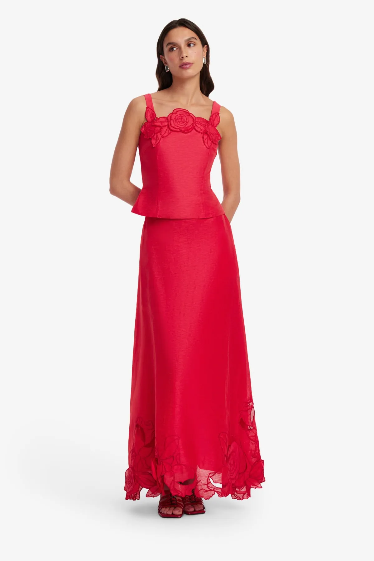 Melissa Linen Appliqué Maxi Skirt - Scarlet sold by LEO LIN product image thumbnail 3