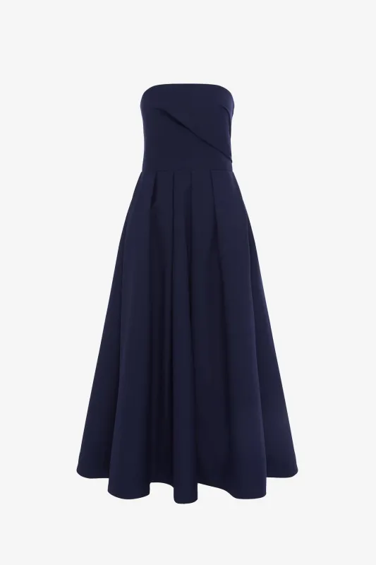 Lynn Bustier Midi Dress - Indigo made by LEO LIN