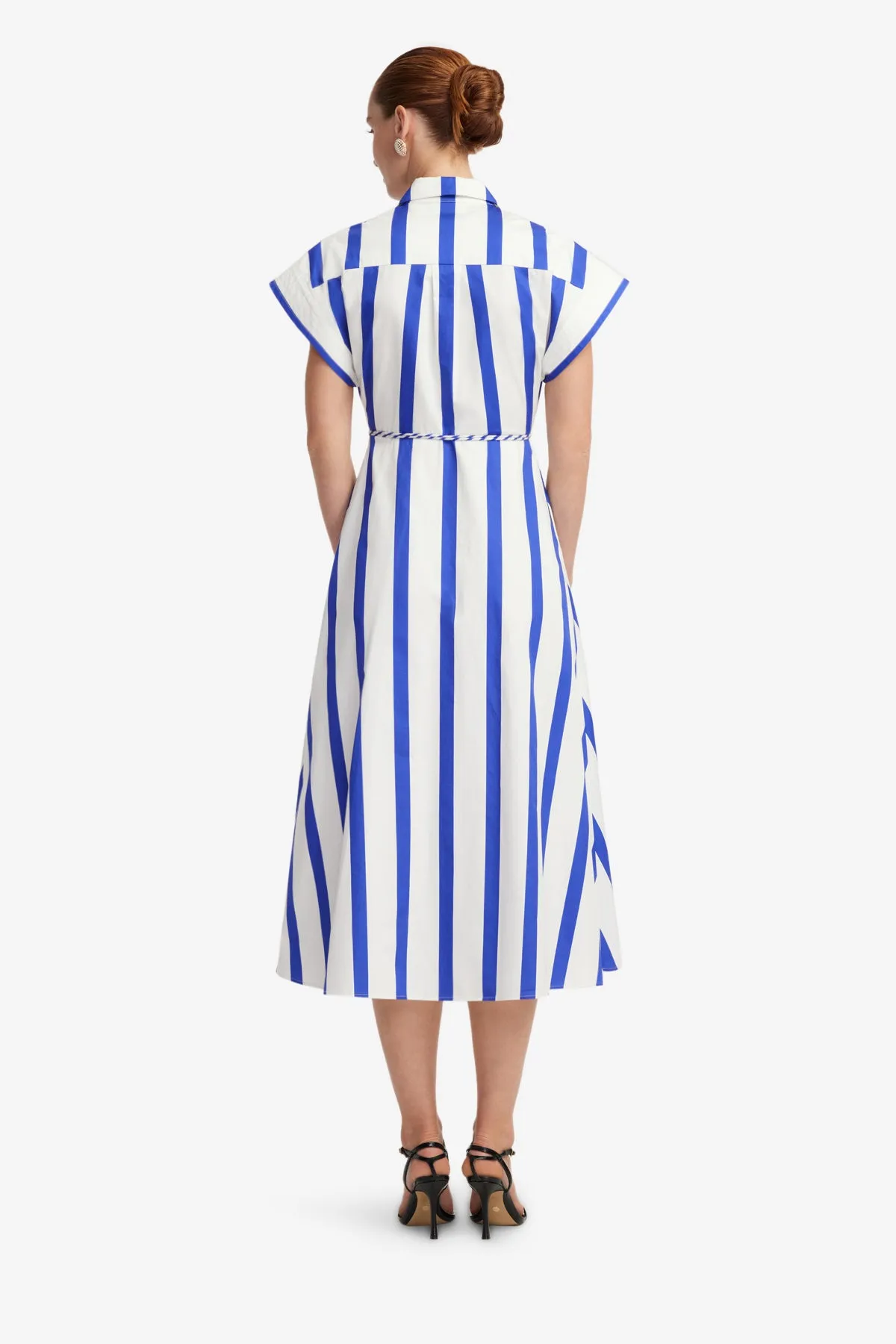 Aubrey Striped Shirt Midi Dress - Navy sold by LEO LIN product image thumbnail 5