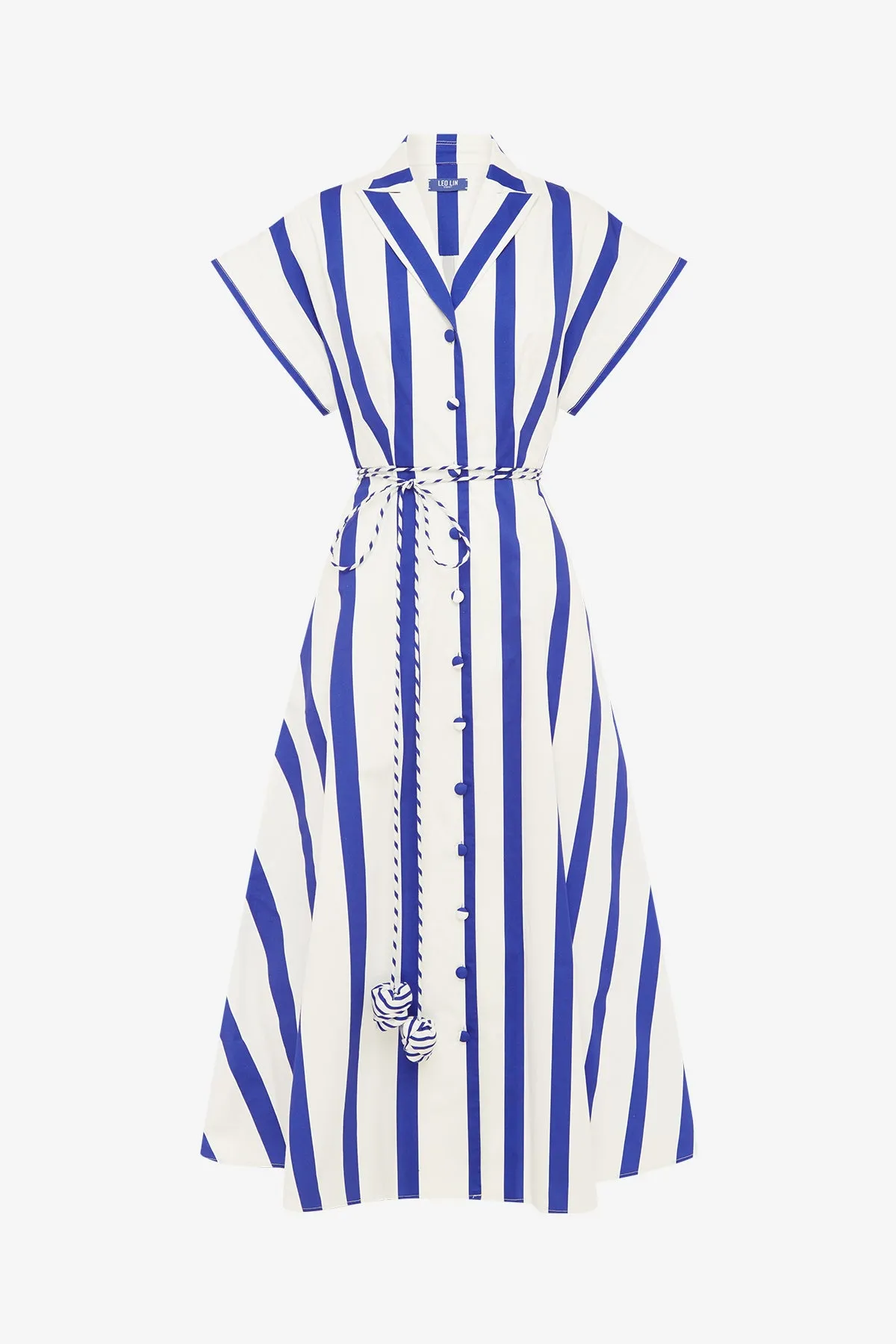 Aubrey Striped Shirt Midi Dress - Navy sold by LEO LIN