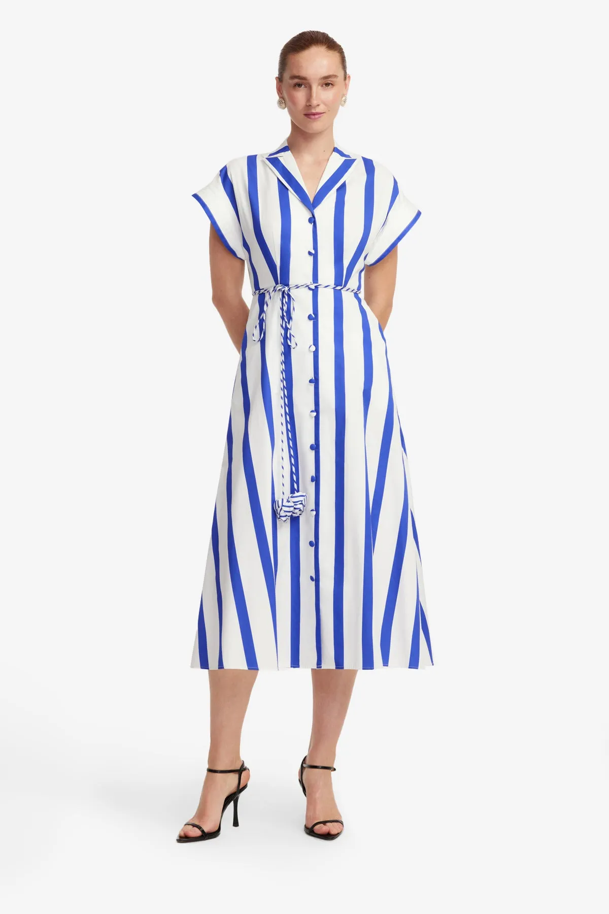 Aubrey Striped Shirt Midi Dress - Navy sold by LEO LIN product image thumbnail 3