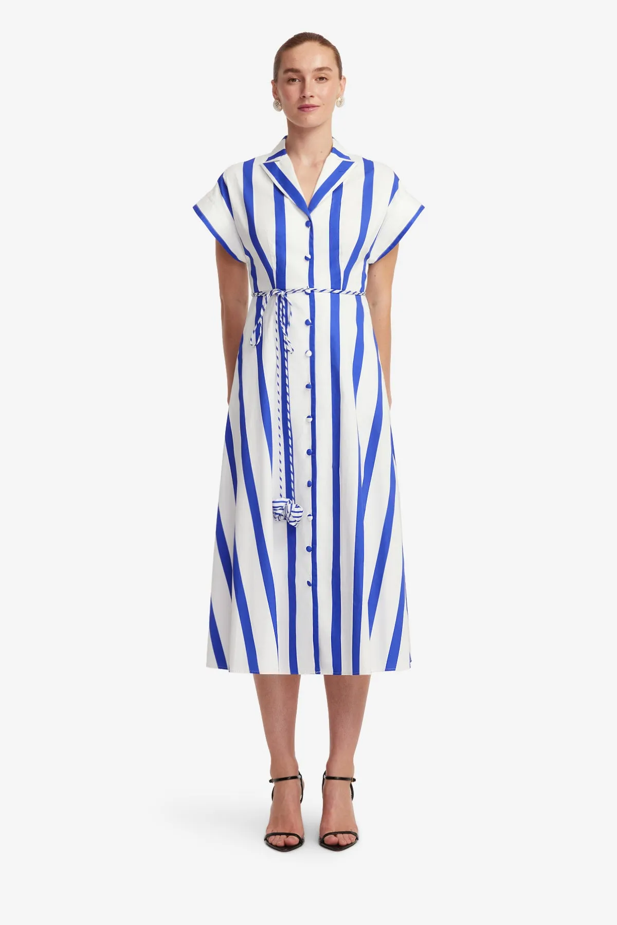 Aubrey Striped Shirt Midi Dress - Navy sold by LEO LIN product image thumbnail 2