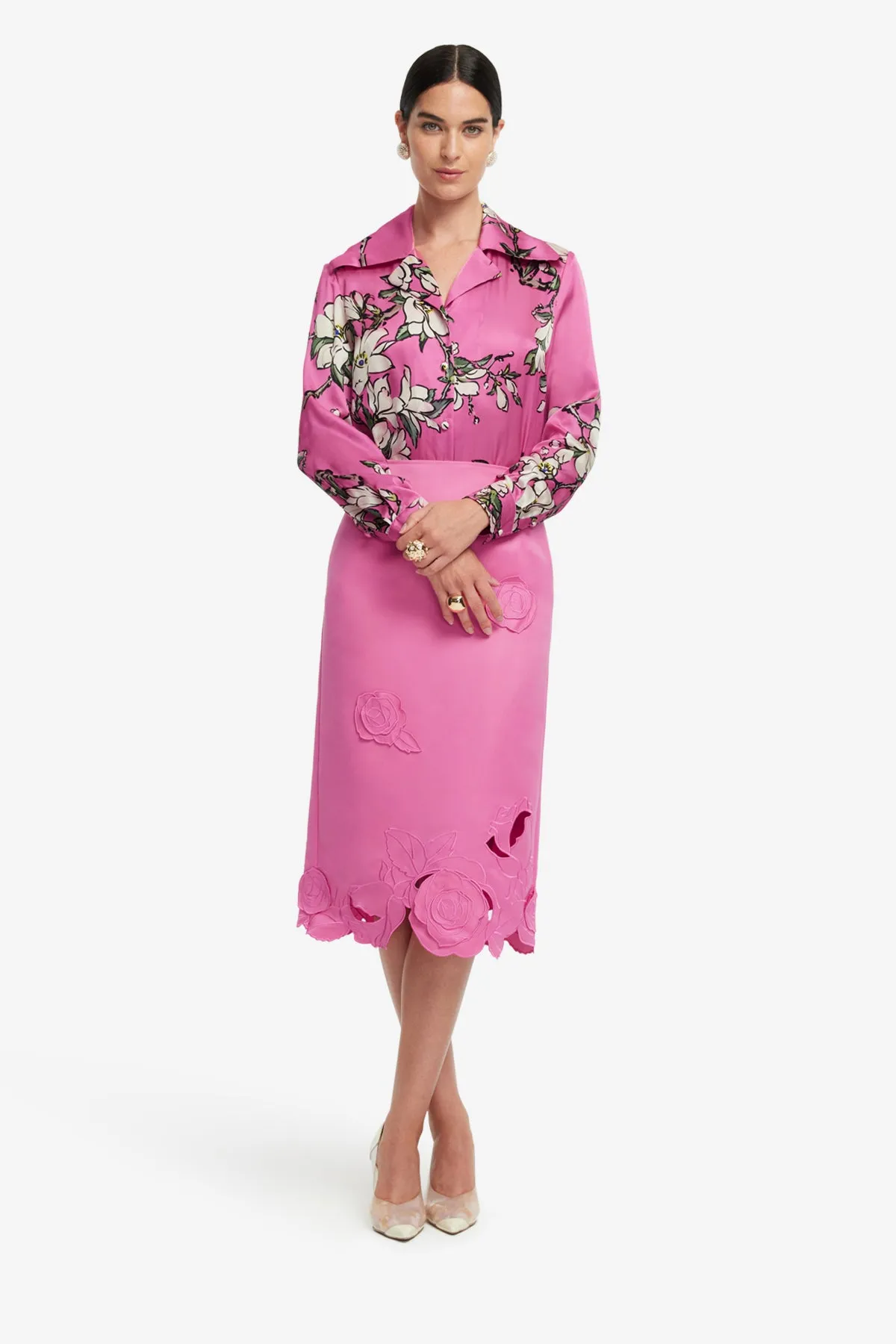 Carly Appliqué Midi Skirt - Pink sold by LEO LIN product image thumbnail 3