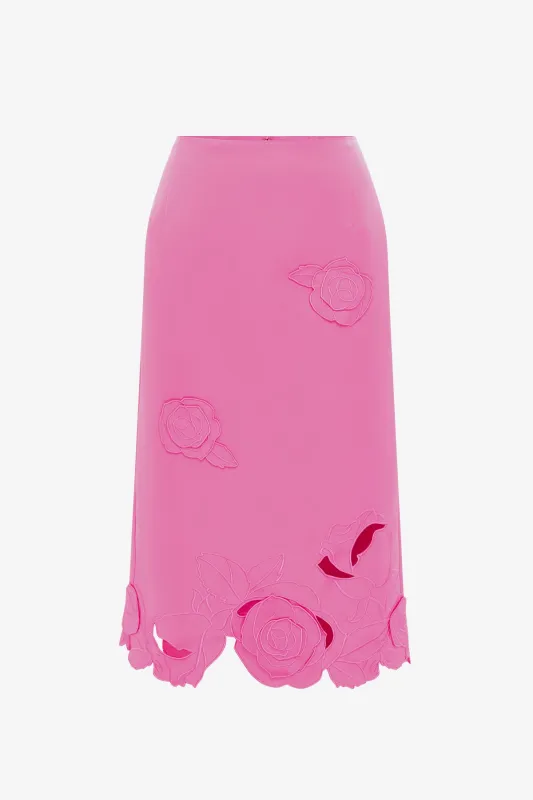 Carly Appliqué Midi Skirt - Pink made by LEO LIN