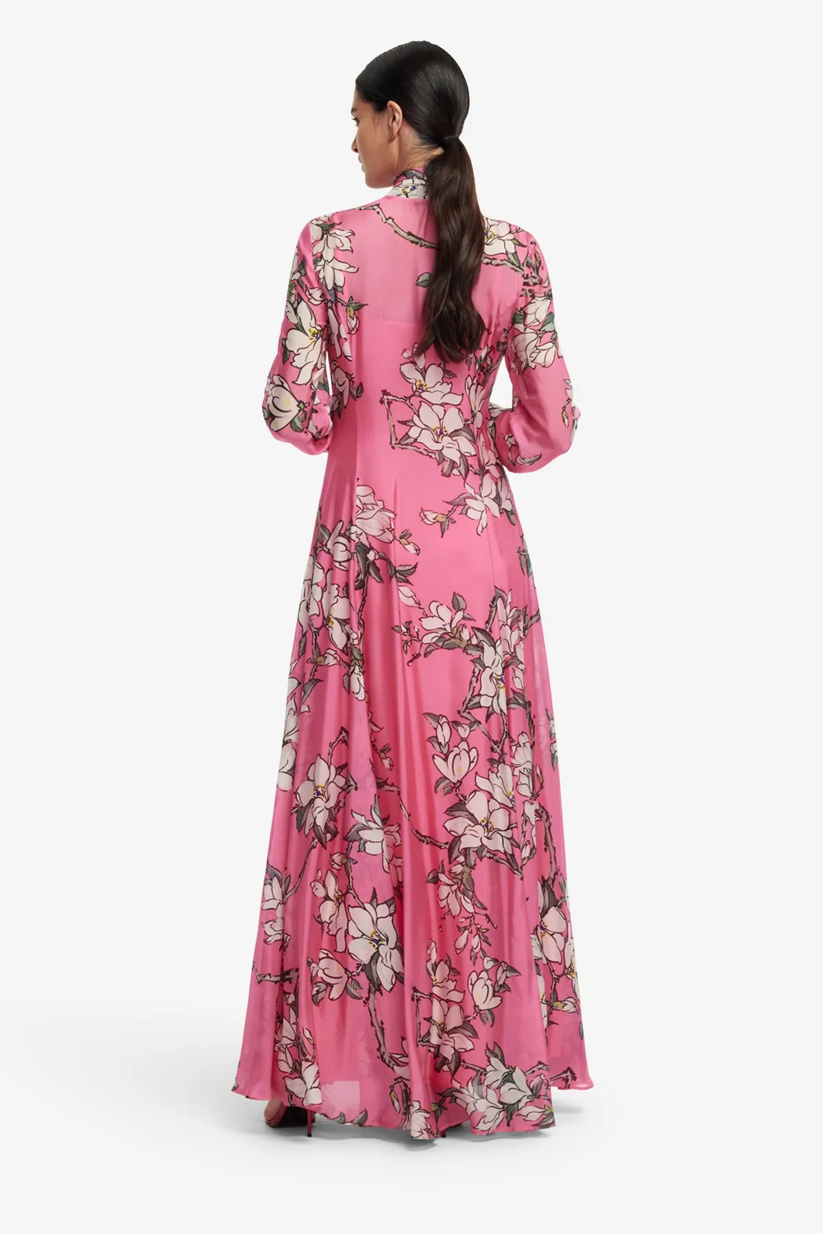 Lilith Tie Neck Maxi Dress - Pink Magnolia Print sold by LEO LIN product image thumbnail 5