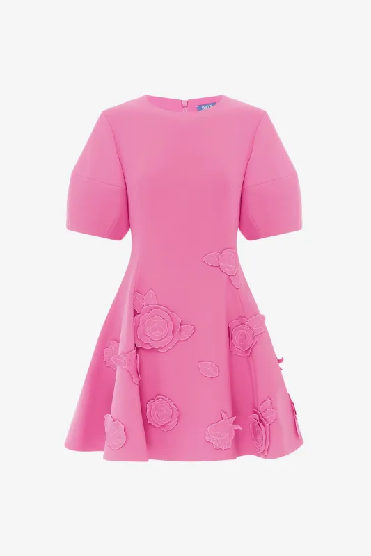 Simona Appliqué Mini Dress - Pink sold by LEO LIN