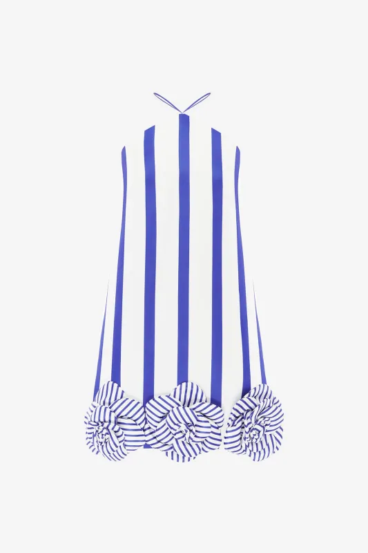 Suzy Striped Halterneck Mini Dress - Navy sold by LEO LIN