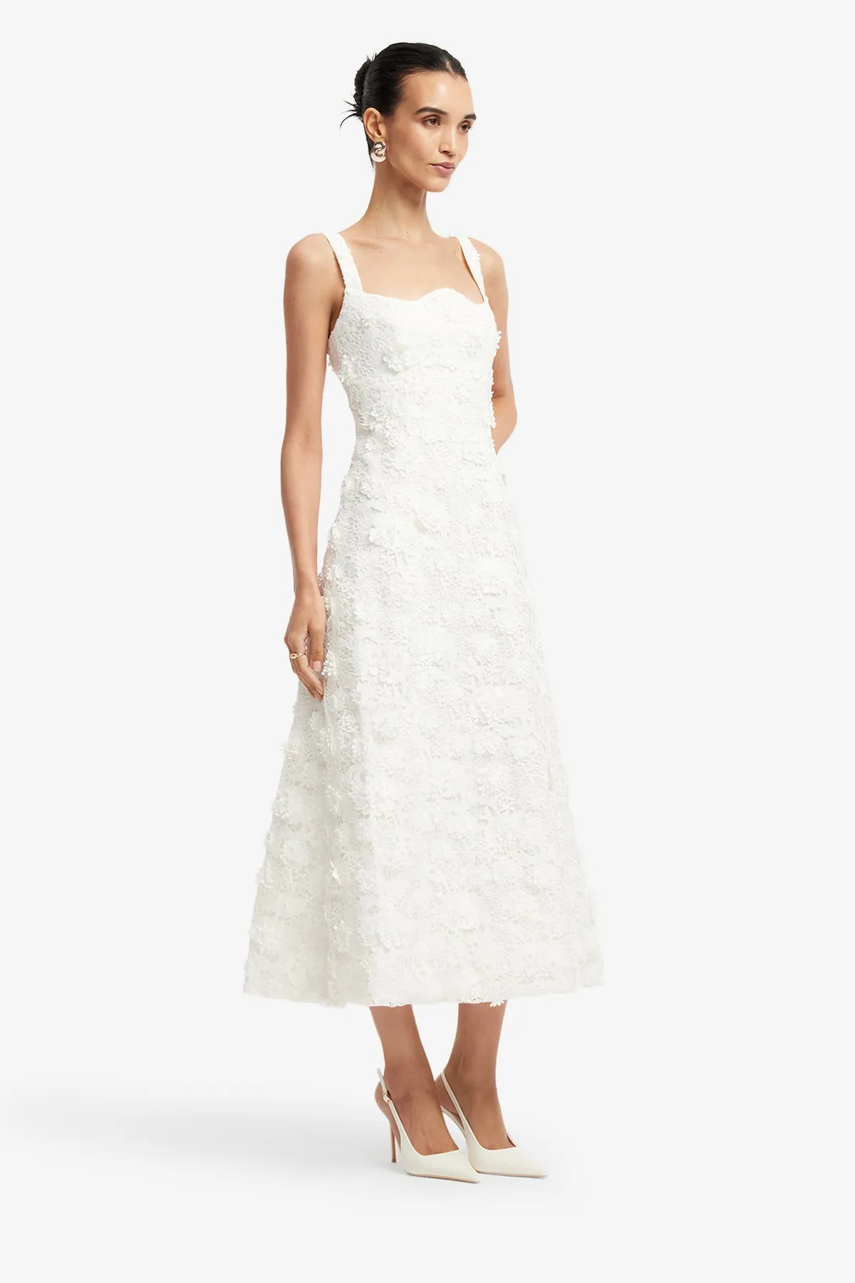 Odette Lace Midi Dress - Snow sold by LEO LIN product image thumbnail 4