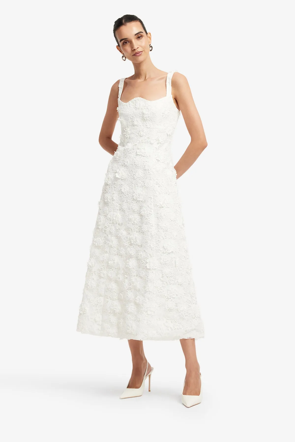 Odette Lace Midi Dress - Snow sold by LEO LIN product image thumbnail 3