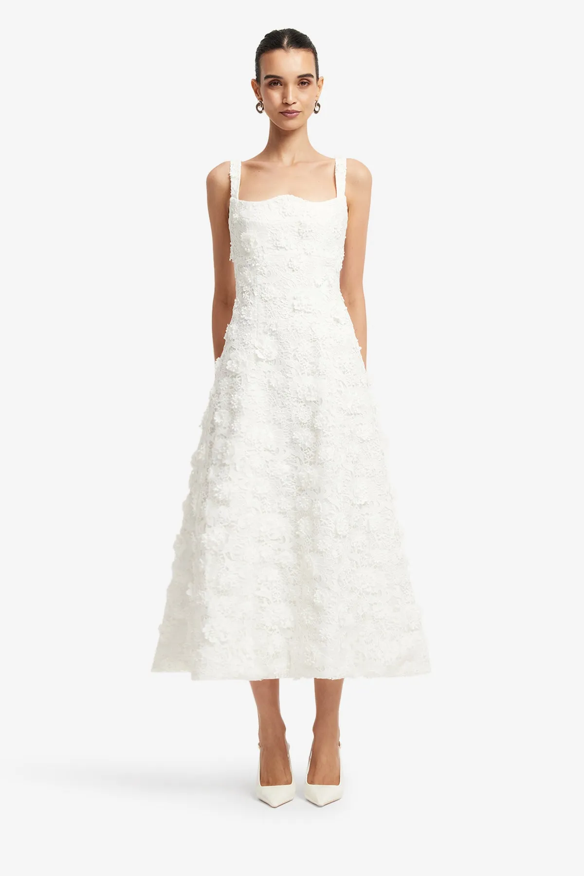 Odette Lace Midi Dress - Snow sold by LEO LIN product image thumbnail 2