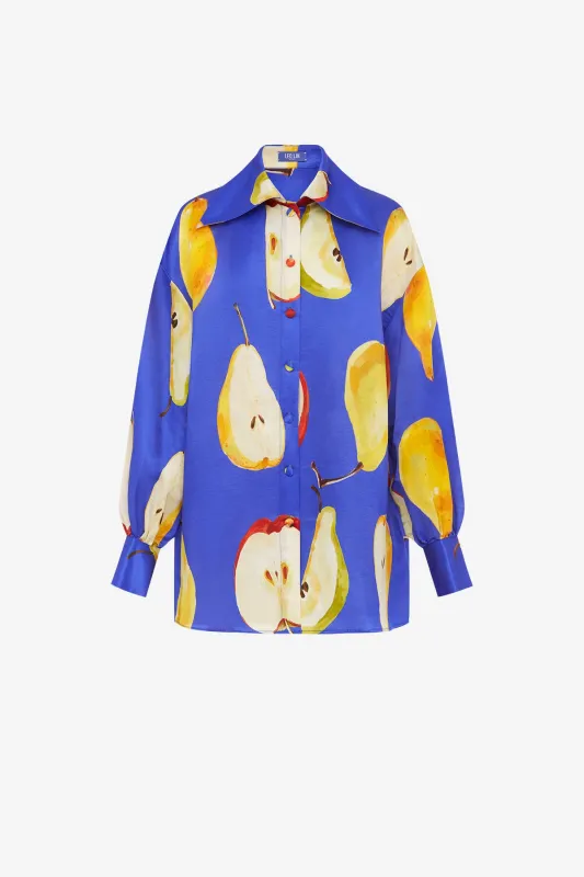 Kathleen Linen Blouse - Pear Print sold by LEO LIN