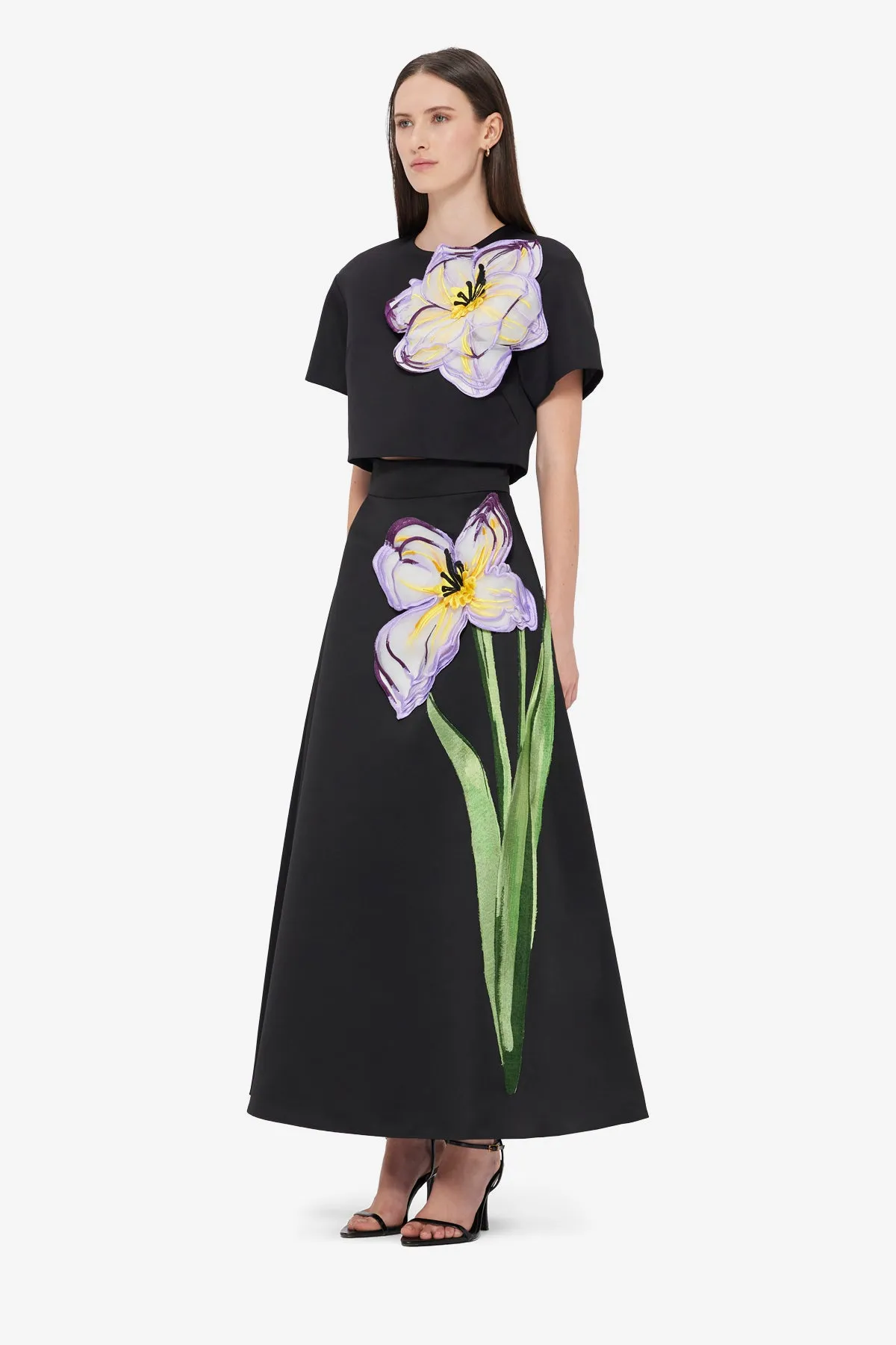 Indie Appliqué Sleeve Top - Iris Print in Ebony sold by LEO LIN product image thumbnail 4
